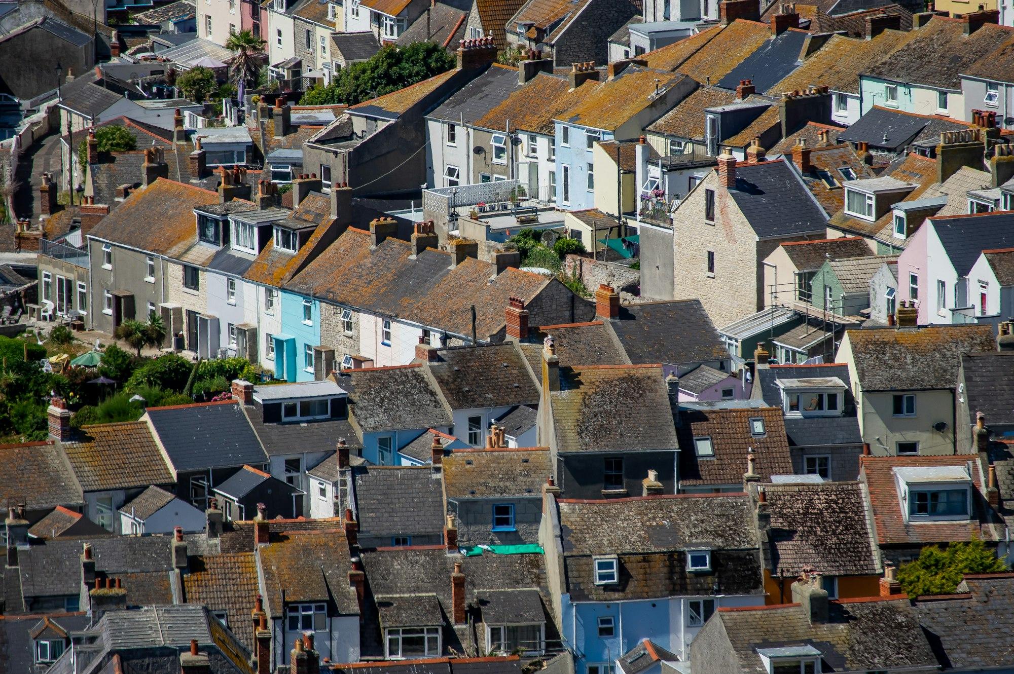 Rows of terraced rooftops on a hillside